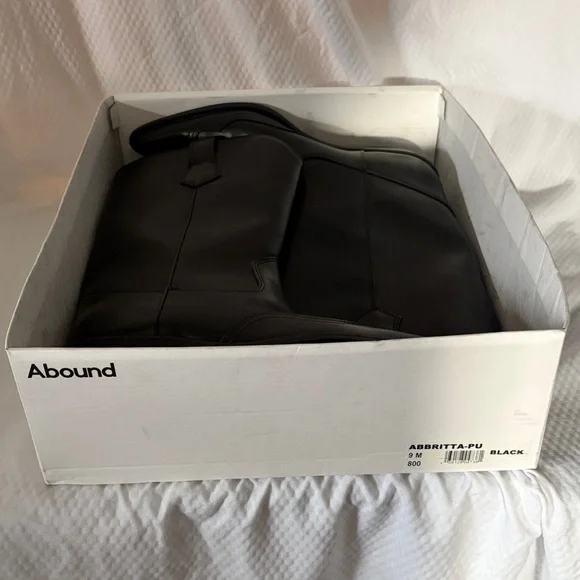 BNIB Abound size 9m Black faux Leather Cowgirl Boots pointed toe small heel - Picture 10 of 10